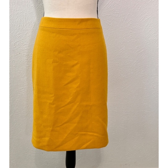 J-Crew #2  Yellow Lined Pencil Skirt w/ Back Split, 10p - Picture 1 of 12